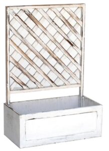 Jardinière en bois peint avec treillis, 33 x 16 x hauteur 48,5cm - Blanc