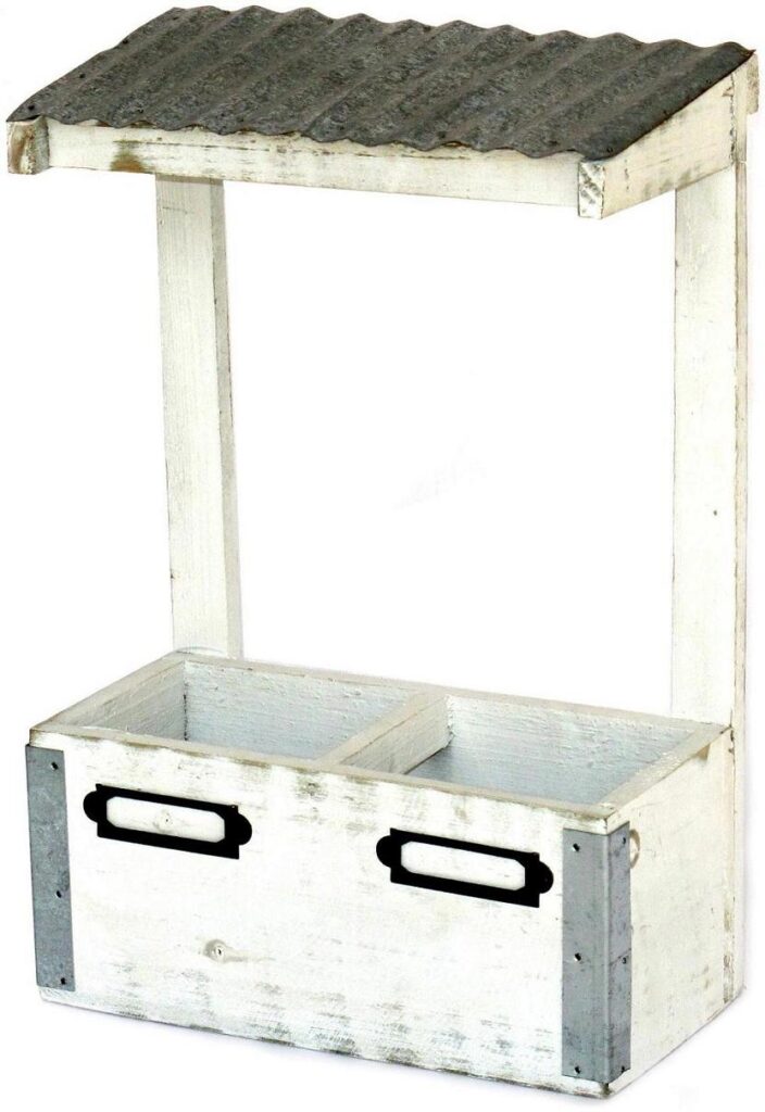 Jardinière double pot en bois - Blanc