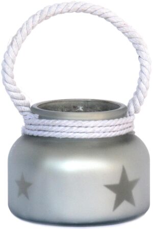 Bougeoir en verre argenté, H 9,5cm - Gris / argent, Cristal