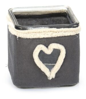 Porte-bougie verre, couvert tissus, décoration de la Saint-Valentin D 10cm - Gris / argent, Cristal