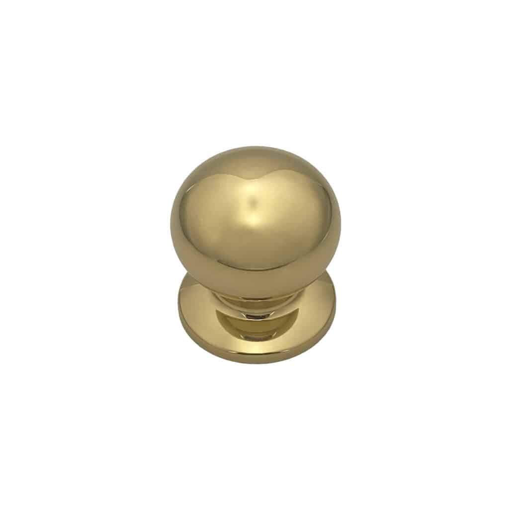 Bouton fixe, de tirage de porte, D:70 mm, en Laiton, Laiton revêtu de PVD, avec système de fixation - Jaune / doré