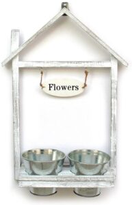 Jardinière double en BOIS, avec 2 Pots en zinc - Beige