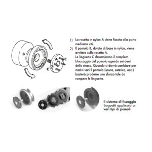 Bouton fixe, de tirage de porte, D:70 mm, en aluminium, Gris argent, avec système de fixation rapide et antivol, breveté. - immagine 6