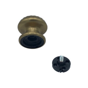 Bouton fixe, de tirage de porte, D:70 mm, en aluminium, bronze poli, avec système de fixation rapide et antivol, breveté. – Image 3