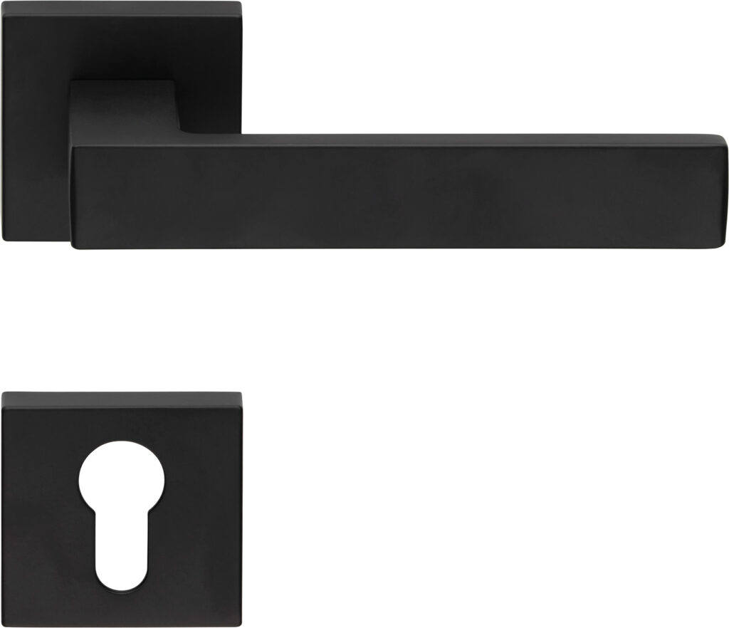 Poignée , Lot de 20,rosace carrée Système de montage ultrarapide Click Clack, rosace trou de clé I pour cylindre, noir, pour porte d'entrée. - Zamak