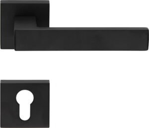 Poignée , Lot de 20,rosace carrée Système de montage ultrarapide Click Clack, rosace trou de clé I pour cylindre, noir, pour porte d’entrée. – Zamak