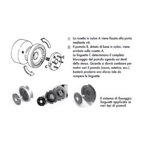 Bouton fixe, de tirage de porte, D:60 mm, en aluminium, Argent poli, avec système de fixation rapide et antivol, breveté. – Image 4