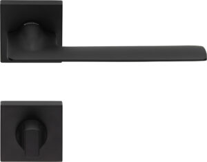 Poignée rosace, montage ultrarapide Click Clack, Lote de 12. Carré 7 mm, rosace condamnation Carré 6 mm, noir, pour porte des WC. - Laiton