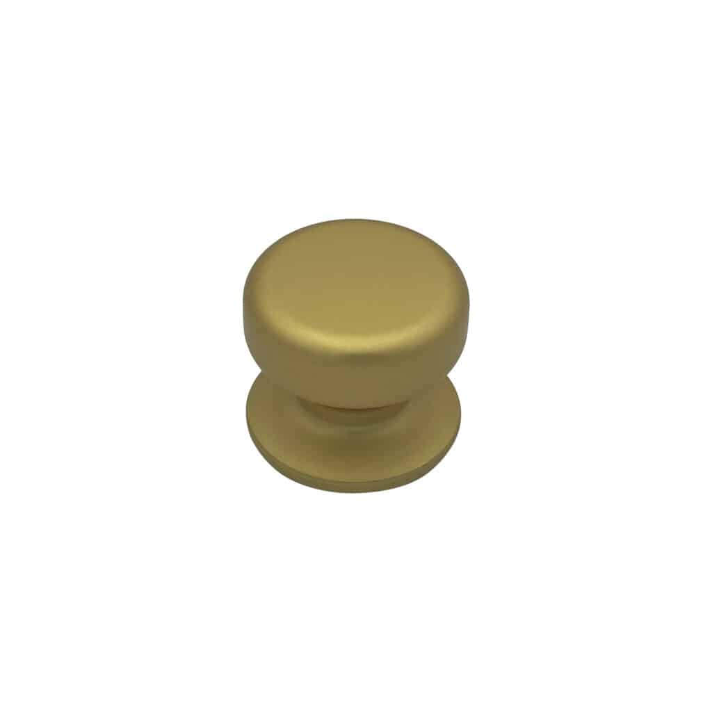 Bouton tirant de porte fixe Ø70 mm en aluminium Or satiné - breveté - Jaune / doré