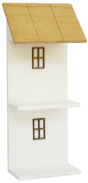 Présentoir maison en bois, H 39,5cm - Blanc
