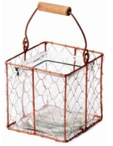 Porte bougie  en cuivre 11,5×11,5x hauteur 11 cm avec 1 récipient 9,8×9,8 x hauteur 9,8cm