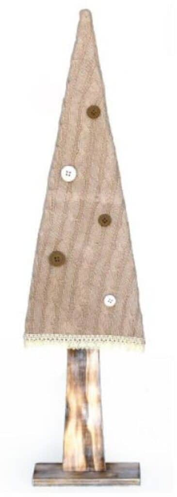Sapin en fibre naturelle et laine avec boutons 17x5 x h70cm lot de 4