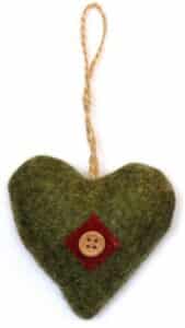 Coeur en feutre Vert 7x3x h7cm lot de 10