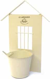 Jardinière métal beige "Le Jardinier", a suspendre H 38cm,