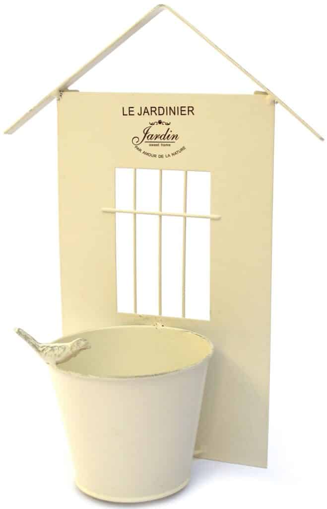 Jardinière métal beige "Le Jardinier", a suspendre H 38cm,