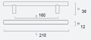 POIGNÉE 160MM ACIER INOX PEINT NOIR MAT, LOT DE 24 – Image 2