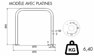 Support vélos tubulaire sans barre tansversale fixation a visser - Image 3