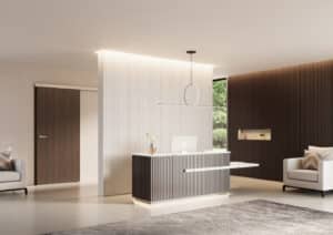 Panneau mural 3D en MDF massif blanc satiné de 2760 mm X 750 mm MIDDLE WAVY