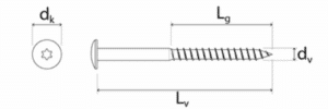 Vis antivol a filet pour métal tête Ø17 mm étoile M8x80 pc25 – Image 3