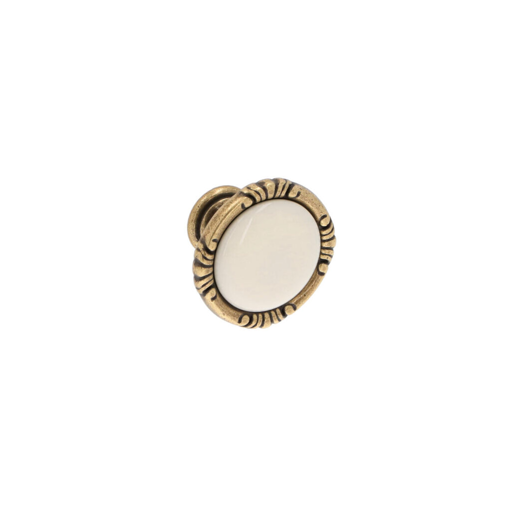 Bouton pour meubles en zamac et Porcelaine Diamètre 38mm Florence antique Lot de 6 - Marron, Zamak