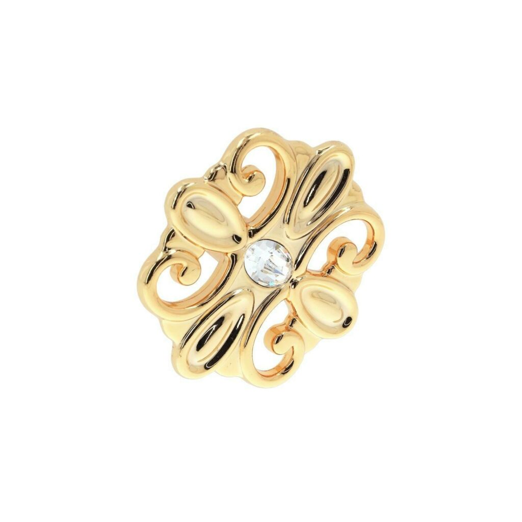Bouton pour meubles en zamac et cristal Diamètre 64mm x 26 plaqué or - Jaune / doré, Zamak