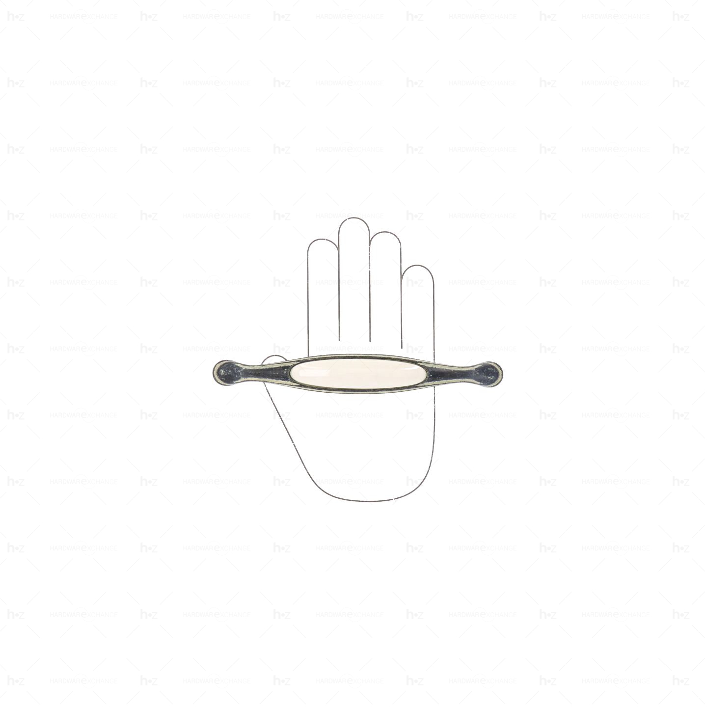 Poignée pour meubles en zamac et Porcelaine Entraxe 160mm Ivoire rustique - Anthracite, Zamak - imagine 3