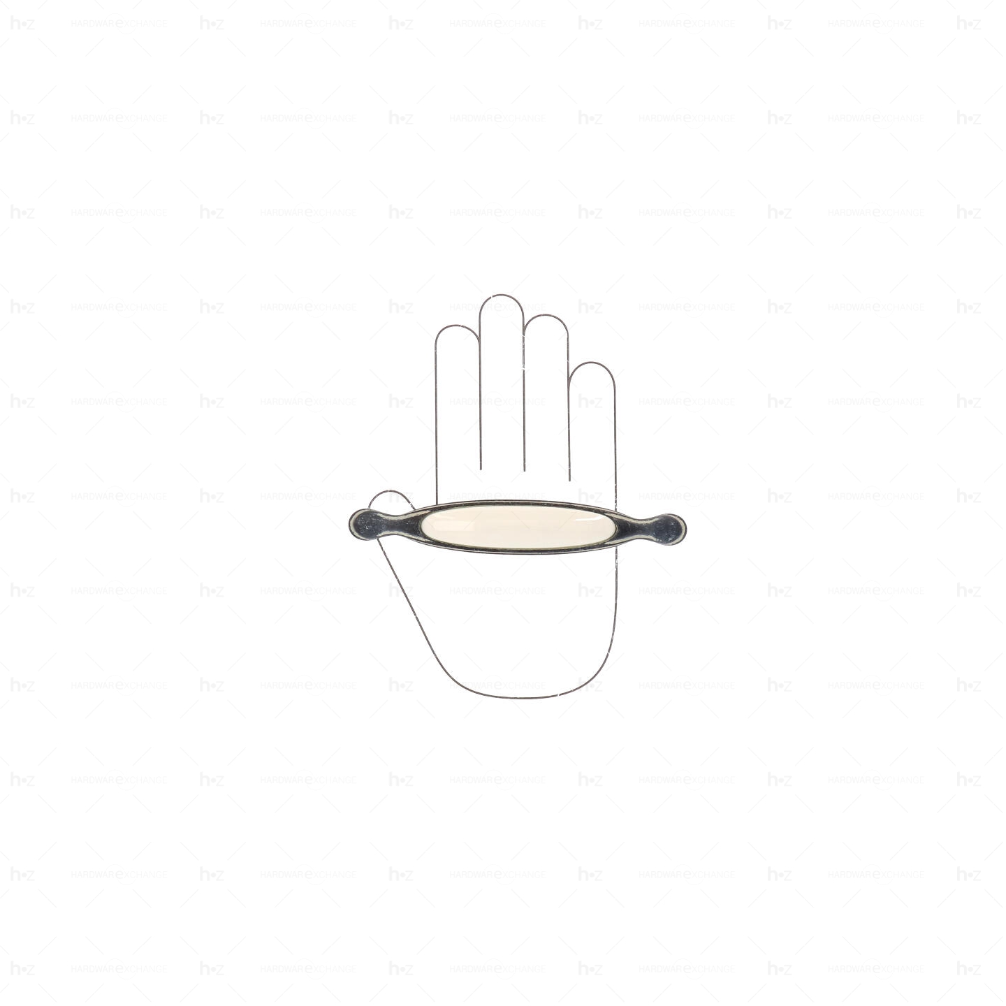 Poignée pour meubles en zamac et Porcelaine Entraxe 128mm Ivoire rustique - Beige, Zamak - imagine 3