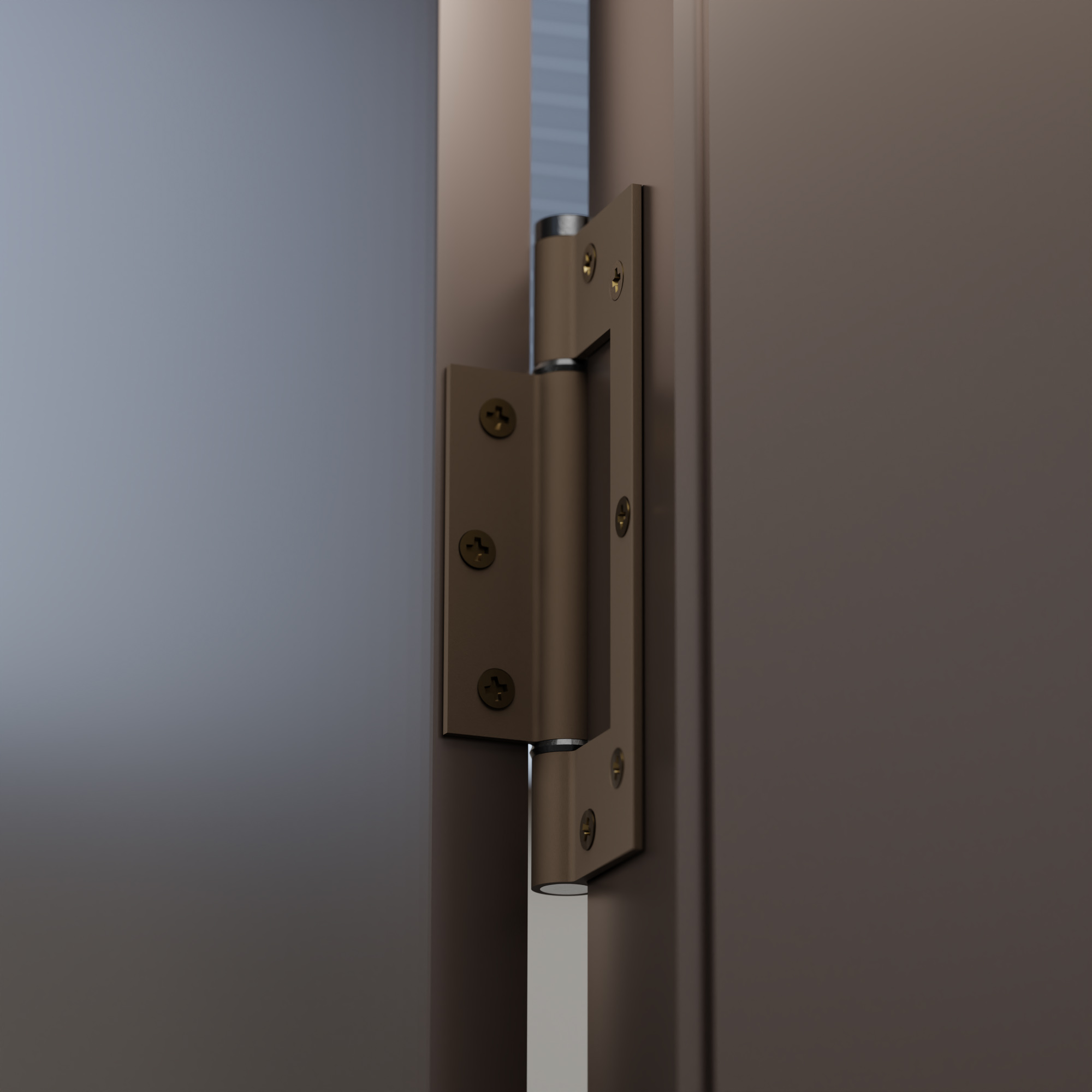 Charnière simple action à ressort, 150X40 mm, en aluminium anodisée bronze posée totalement en applique - Orange / cuivré - imagine 3