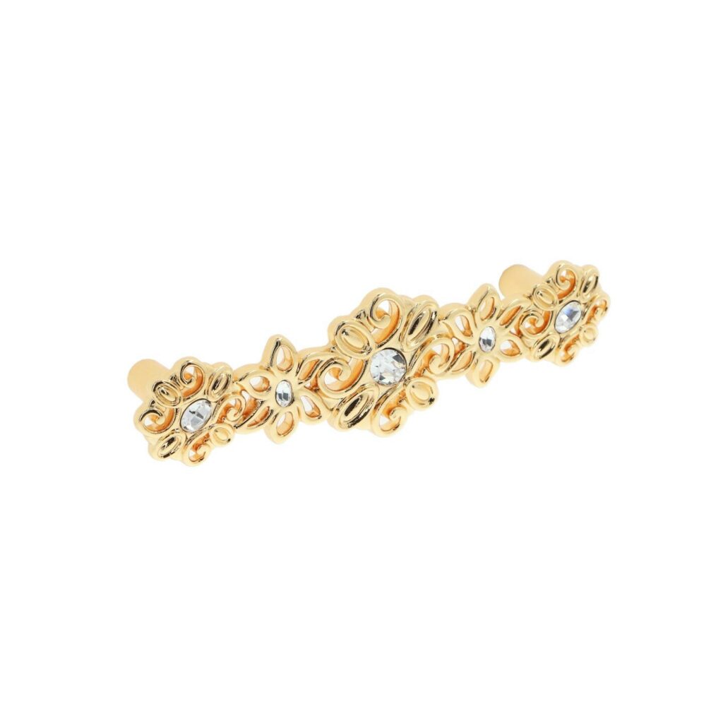 Poignée pour meubles en zamac et cristal Entraxe 96mm plaqué or - Jaune / doré, Zamak