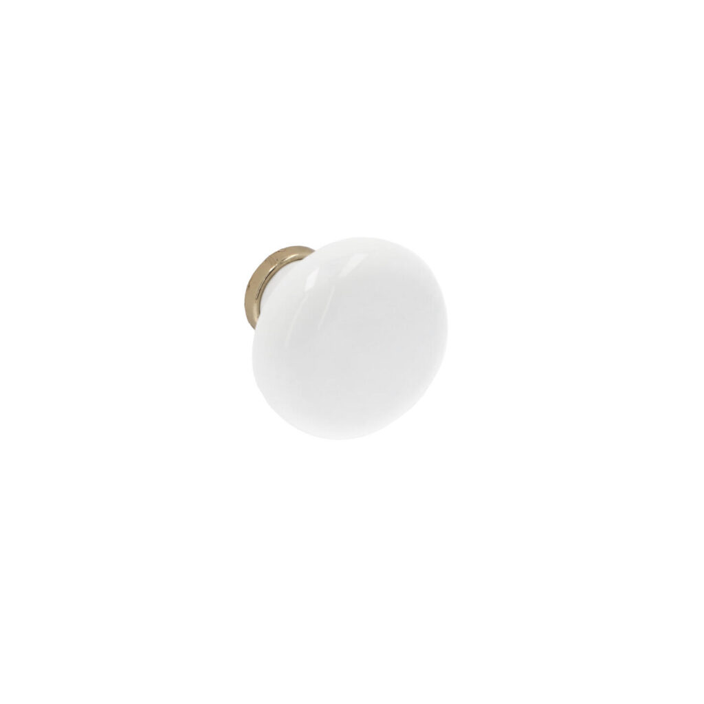 Bouton pour meubles en zamac et Porcelaine Diamètre 35mm plaqué or - Jaune / doré, Zamak