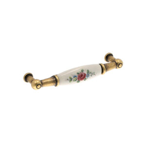 Poignée pour meubles en zamac et porcelaine Entraxe 96mm Florence antique - Marron, Zamak