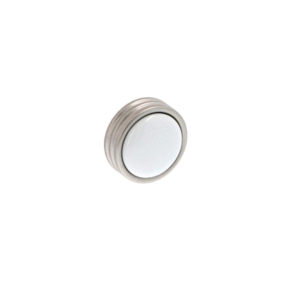 Bouton pour meubles en zamac et Porcelaine Diamètre 34mm Vernis nickel satiné - Gris / argent, Zamak