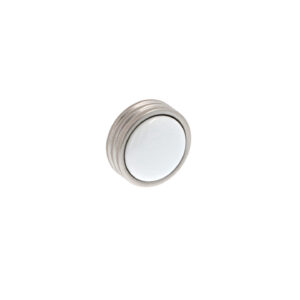 Bouton pour meubles en zamac et Porcelaine Diamètre 34mm Vernis nickel satiné – Gris / argent, Zamak