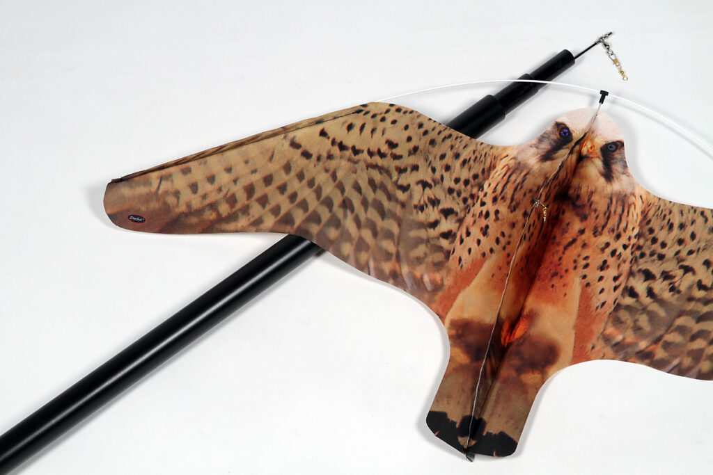 Epouvantail anti-oiseaux, actif, professionnel, Faucon 93x45x7cm hauteur 12 mètres - Multicouleur, Acier inoxydable et aluminium