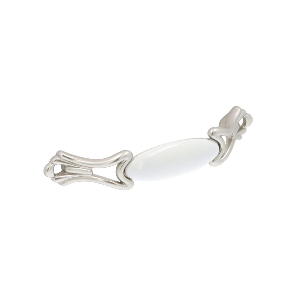 Poignée pour meubles en zamac et Porcelaine Entraxe 96mm Argent Nottingham Lot de 25 - Gris / argent, Zamak