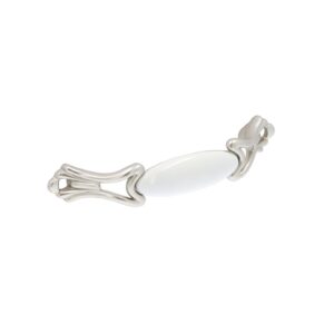 Poignée pour meubles en zamac et Porcelaine Entraxe 96mm Argent Nottingham - Gris / argent, Zamak