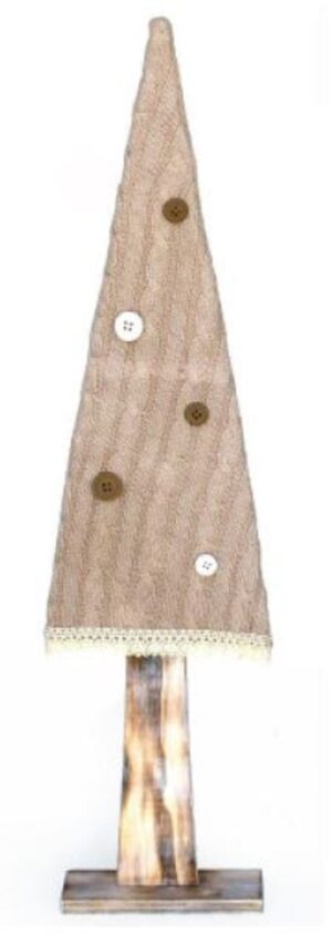 Sapin en fibre naturelle et laine avec Bouton 17x5 x h70cm lot de 4 - Beige