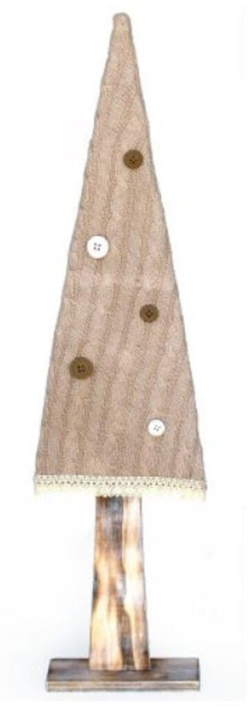 Sapin en fibre naturelle et laine avec Bouton 17x5 x h70cm lot de 4 - Beige
