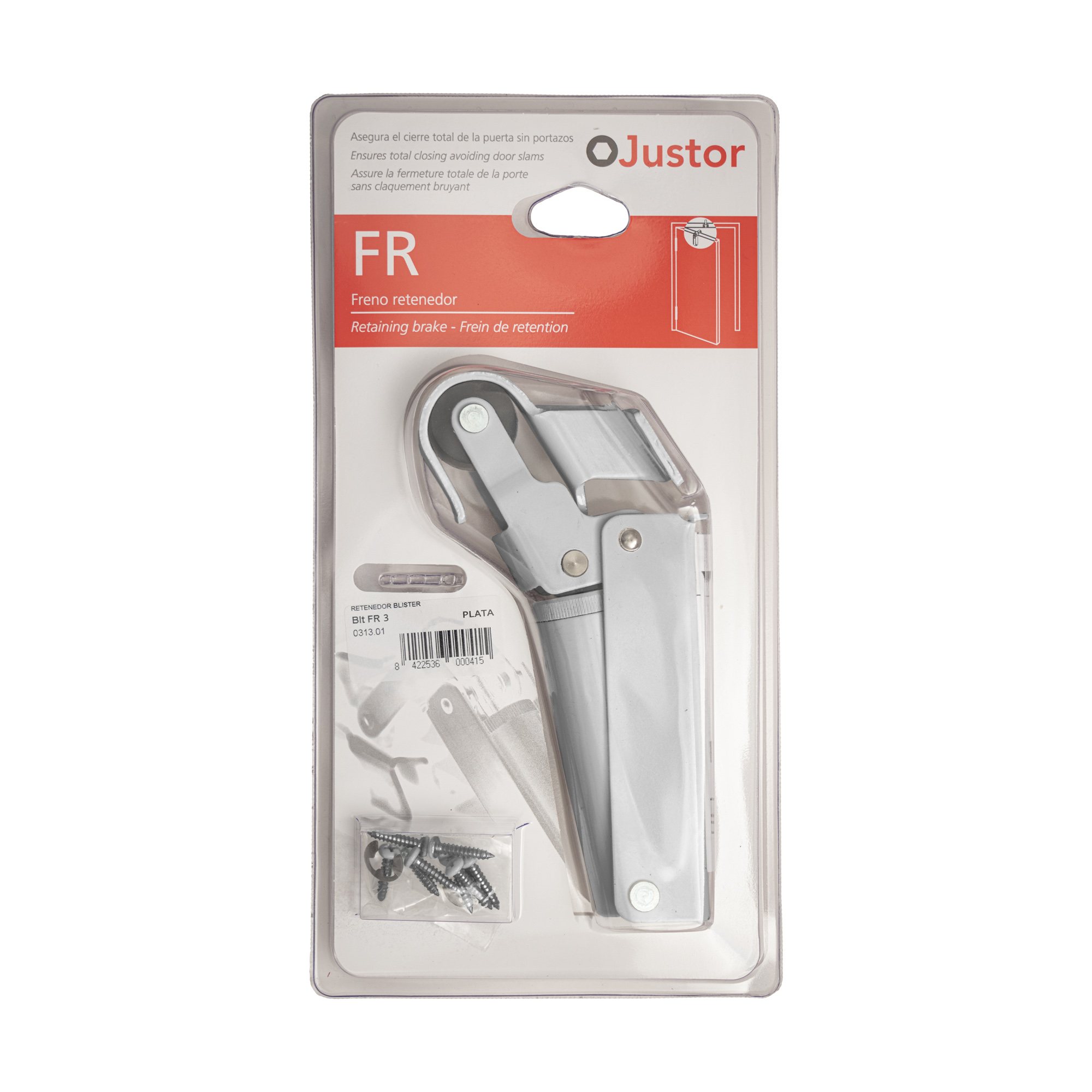 Frein de rétention force 115 N, en aluminium anodisé argent, pour porte jusqu’à 100 KG. - Gris / argent - imagine 4