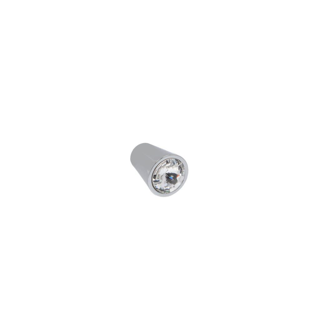 Bouton pour meubles en zamac et cristal Diamètre 17mm chrome poli - Gris / argent, Zamak