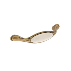 Poignée pour meubles en zamac et Porcelaine Entraxe 96mm Florence antique - Marron, Zamak
