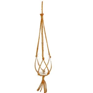 Pendent corde L 85 cm, coupe en verre – Marron