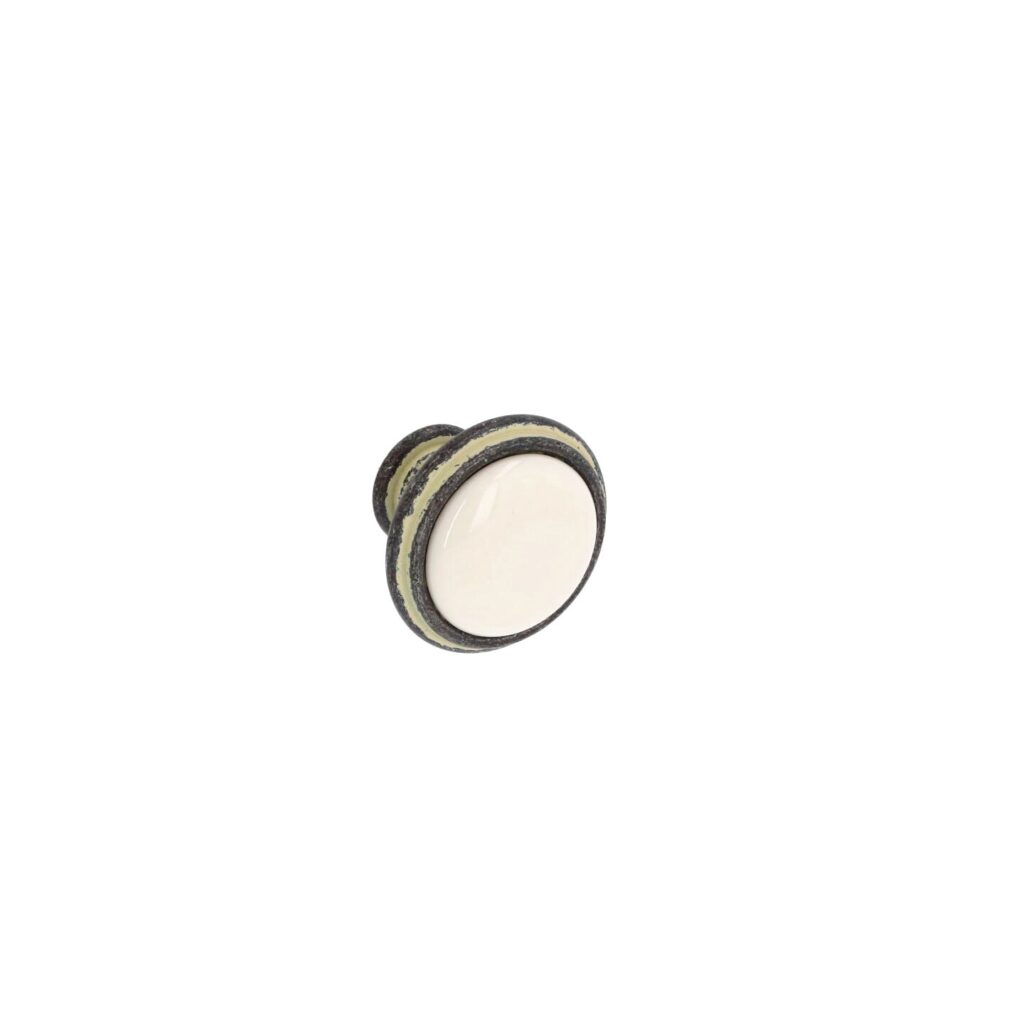 Bouton pour meubles en zamac et Porcelaine Diamètre 30mm Ivoire rustique - Beige, Zamak