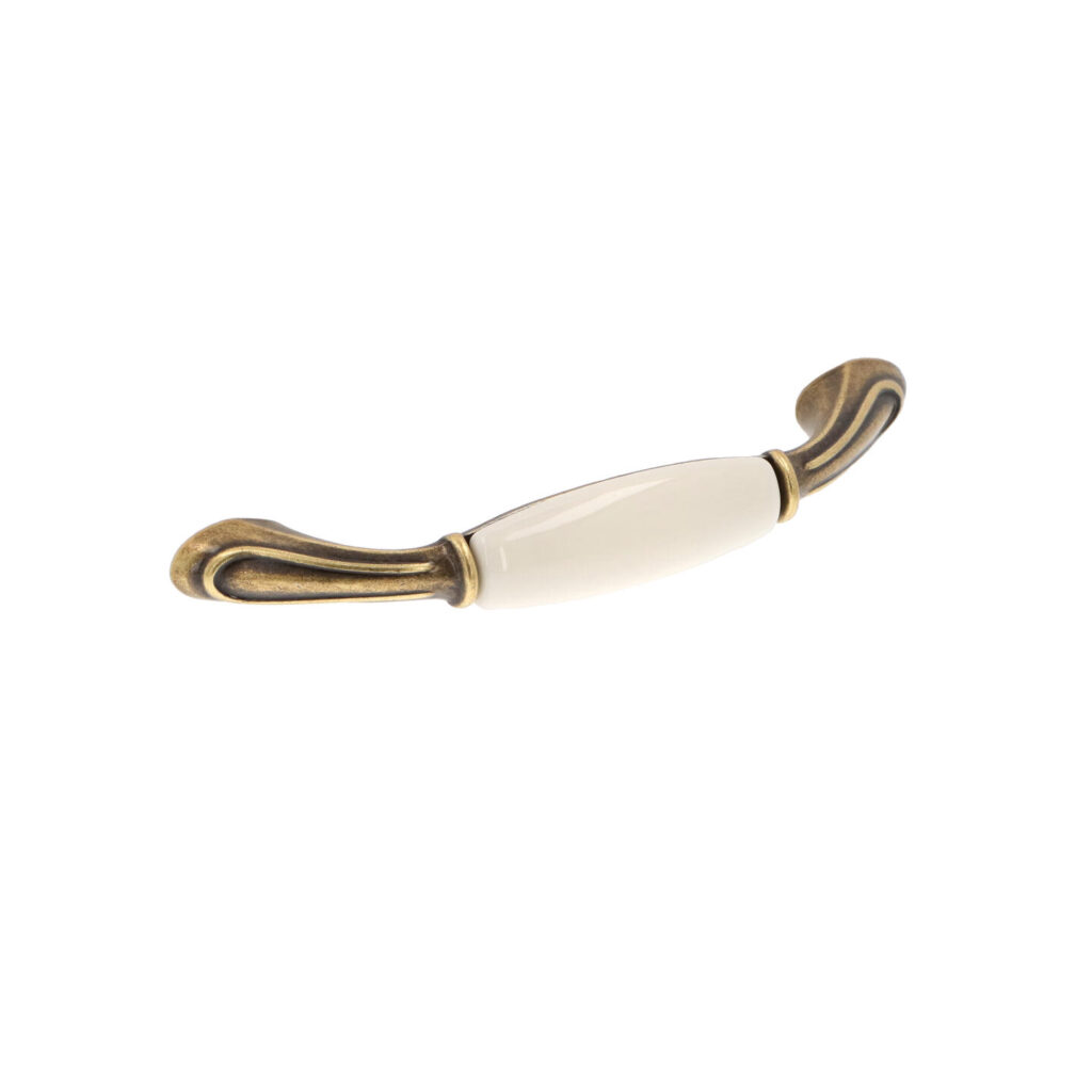 Poignée pour meubles en zamac et Porcelaine Entraxe 96mm Florence antique - Marron, Zamak