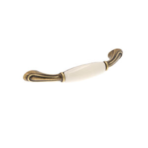 Poignée pour meubles en zamac et Porcelaine Entraxe 96mm Florence antique Lot de 25 – Marron, Zamak