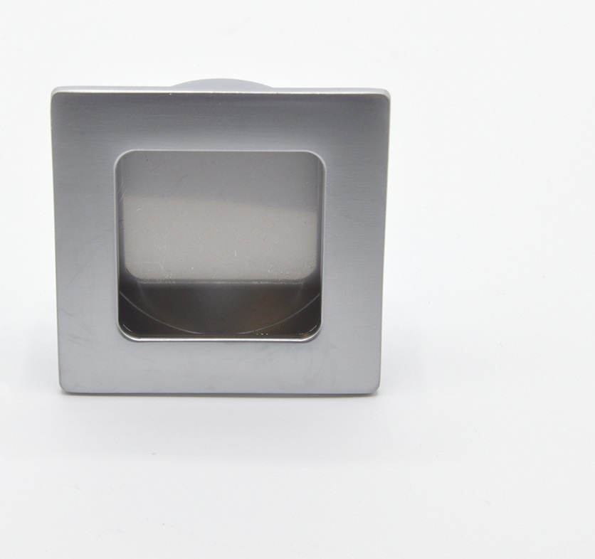 Poignée cuvette carrée de meuble en zamac 50x50 mm CHROMÉ MAT - Jaune / doré, Zamak - imagine 2