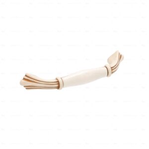 Poignée pour meubles en zamac et Porcelaine Entraxe 96mm Patine royale en or ivoire – Beige, Zamak