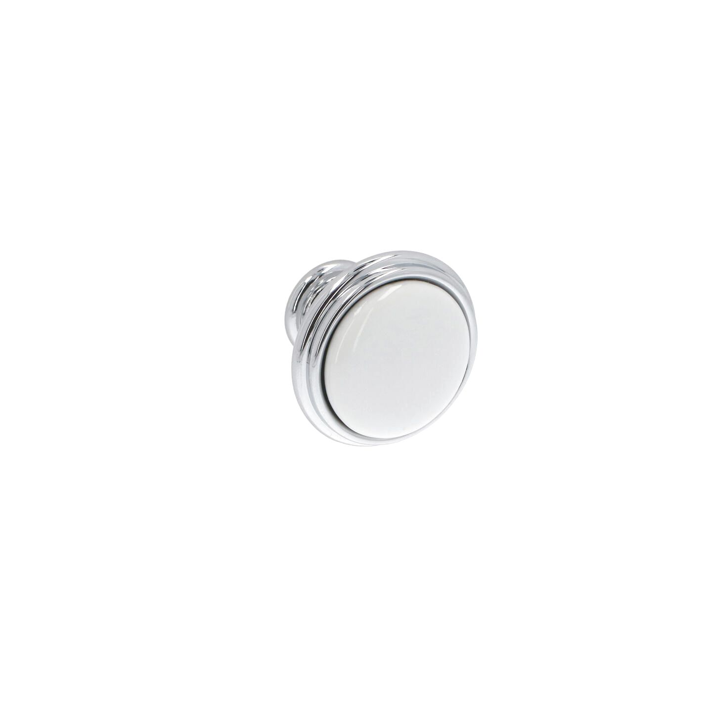 Bouton pour meubles en zamac et Porcelaine Diamètre 35mm chrome poli - Gris / argent, Zamak