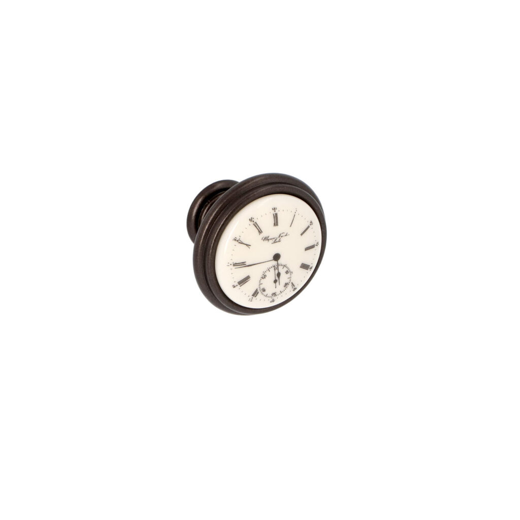 Bouton pour meubles en zamac et Porcelaine Diamètre 35mm Brun alu Lot de 25 - Marron, Zamak