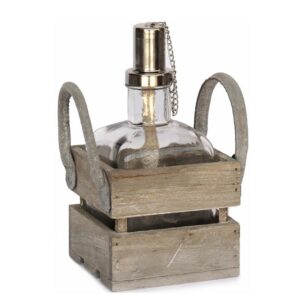 Pot à huile avec support en bois, L 11,5 cm - Incolore / transparent